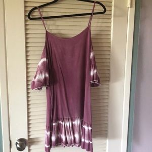 Jess & J | Mauve & White TieDye ColdShoulder Dress